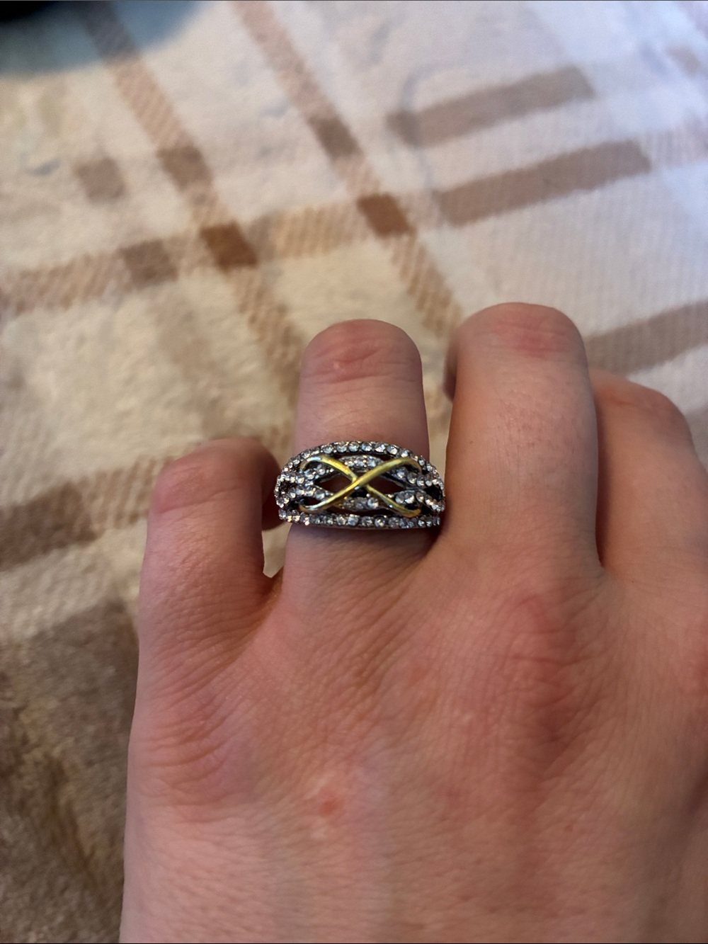 Two-Tone Crystal Infinity Band Ring - Women's Fashion Jewelry